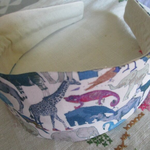 Liberty of London Art Fabric Headband Queue The Zoo Animals Blue Purple Colorful - Picture 5 of 15